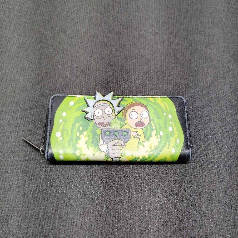DANI Rick and Morty Zip Around Wallet Green Portal Cartoon Adult Swim New